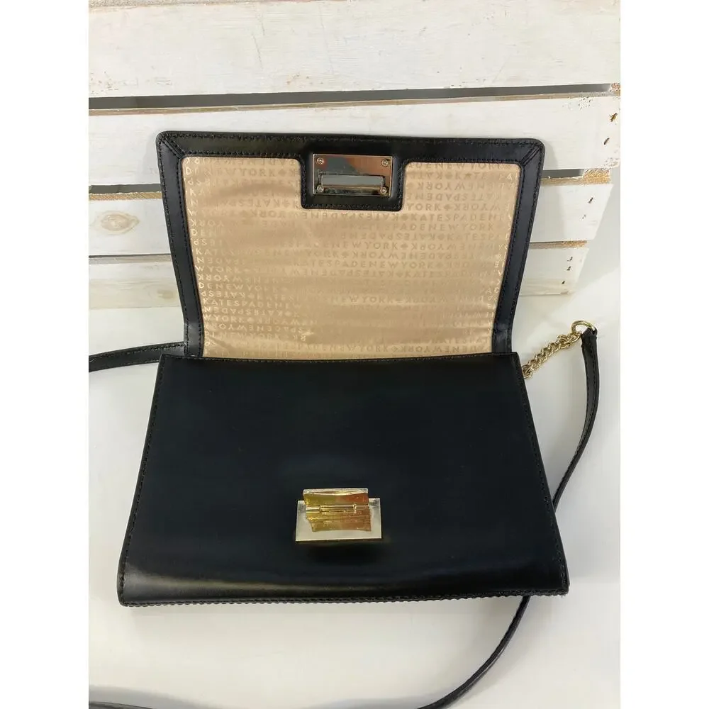 KATE SPADE, BLACK SMOOTH LEATHER SLIM CROSSBODY BAG - Picture 5 of 12